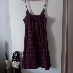 MADEWELL Burgundy Indian Cotton Patterned Slip Dress L